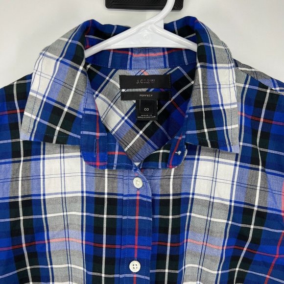 J.Crew Perfect Shirt Blue Tartan Plaid Button Down Long Sleeve Top - Picture 3 of 11